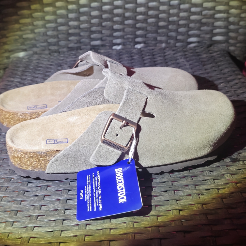Birkenstock Suede Mules in Gray